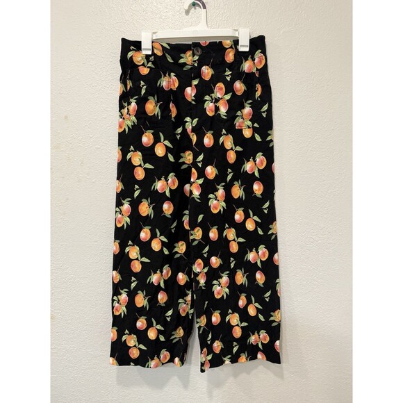 Anthropologie Maeve Women's The Colette Wide Leg Crop Pants Black Peach Size 31 - Picture 3 of 9